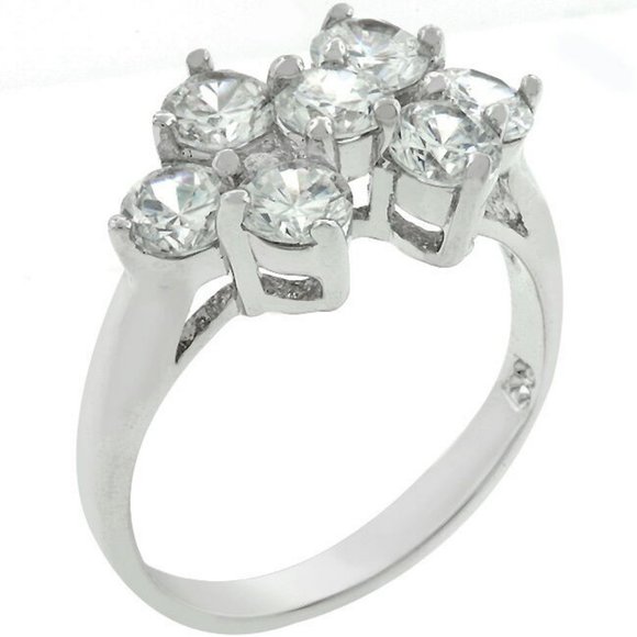 Vintage Style Anniversary Ring Size 9 Cubic Zirconia Silver Rhodium Plated - Picture 1 of 11